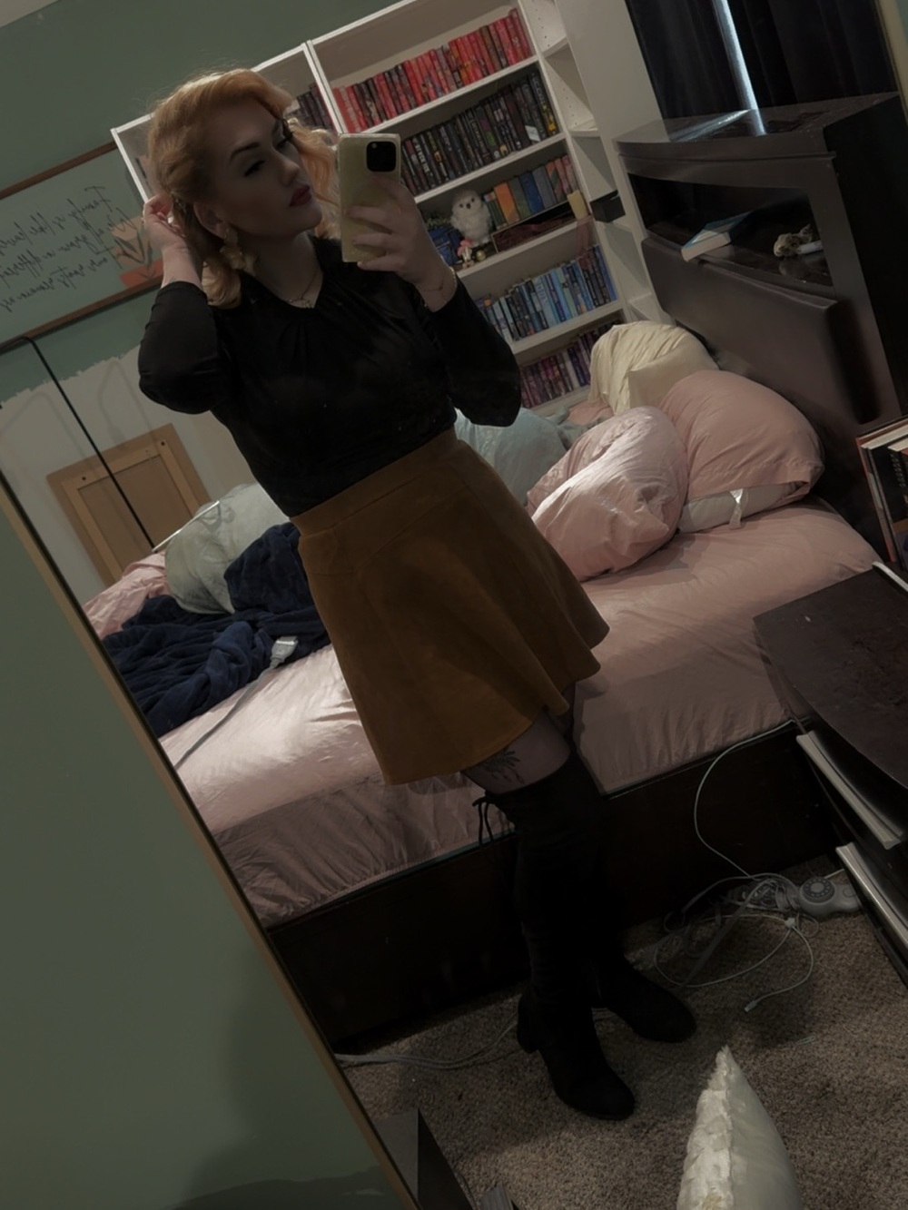 Discreet Mustard Brown Skater Circle Skirt
